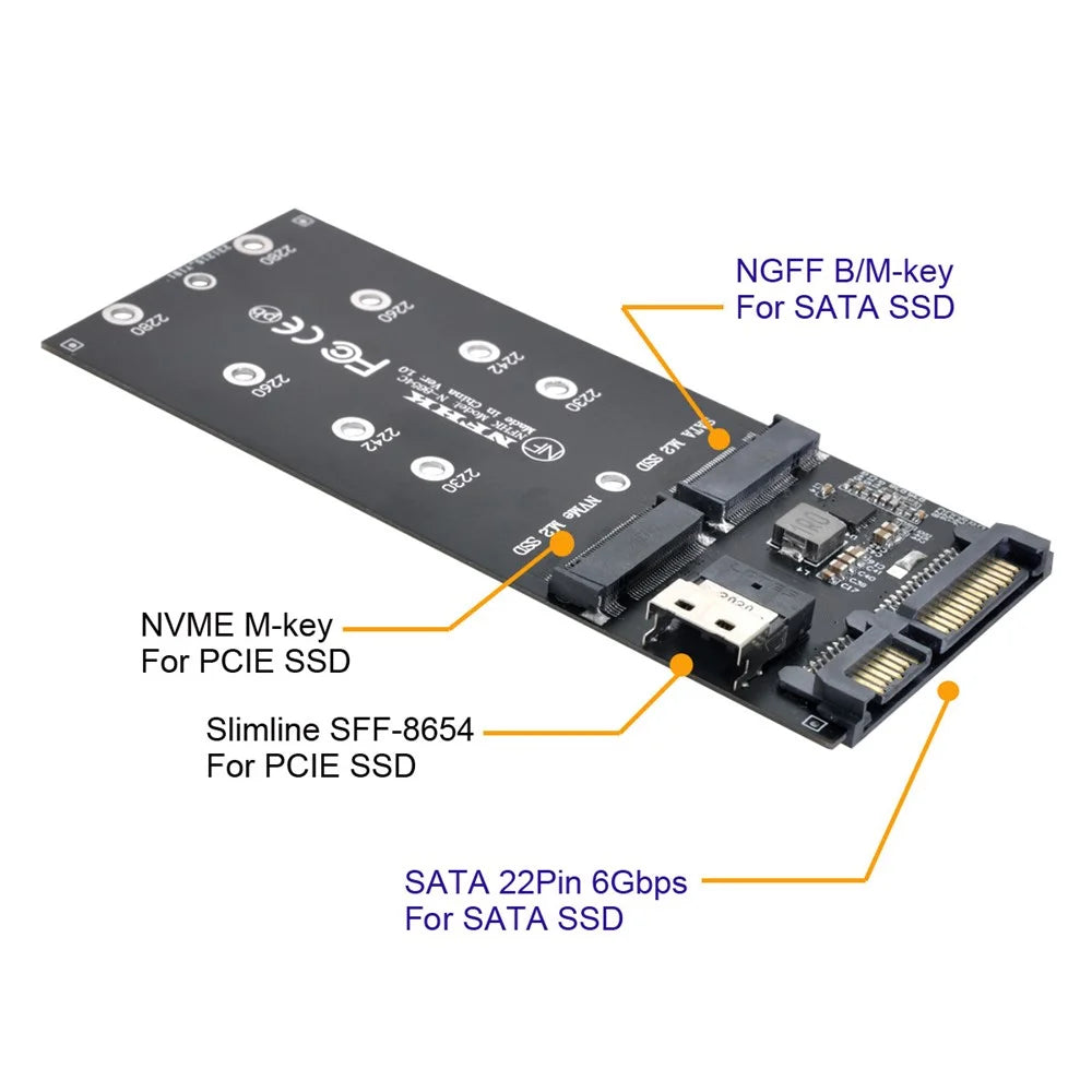 SF-016 SATA Adapter SFF-8654 to U2 Kit NGFF M-Key to Slimline SAS NVME PCIe SSD SATA Adapter for Mainboard - 2