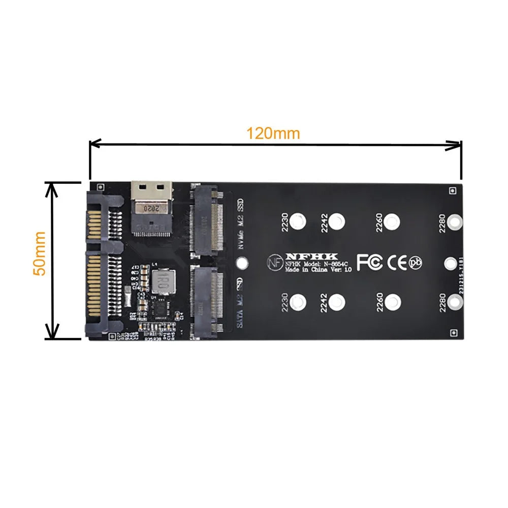 SF-016 SATA Adapter SFF-8654 to U2 Kit NGFF M-Key to Slimline SAS NVME PCIe SSD SATA Adapter for Mainboard - 5