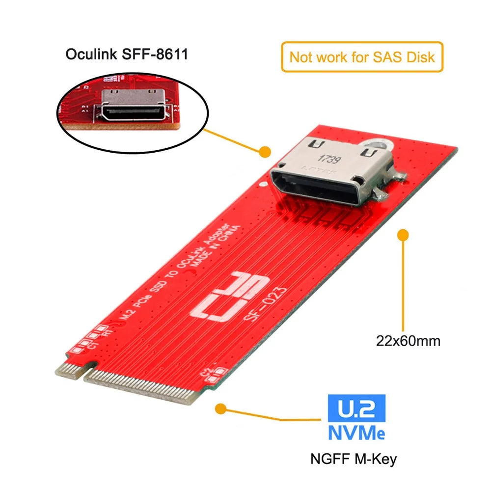 SF-023 PCI-E 3.0 M.2 M-key to Oculink SFF-8612 SFF-8611 Host Adapter for PCIe Nvme SSD Host Controller Expansion Card - 3