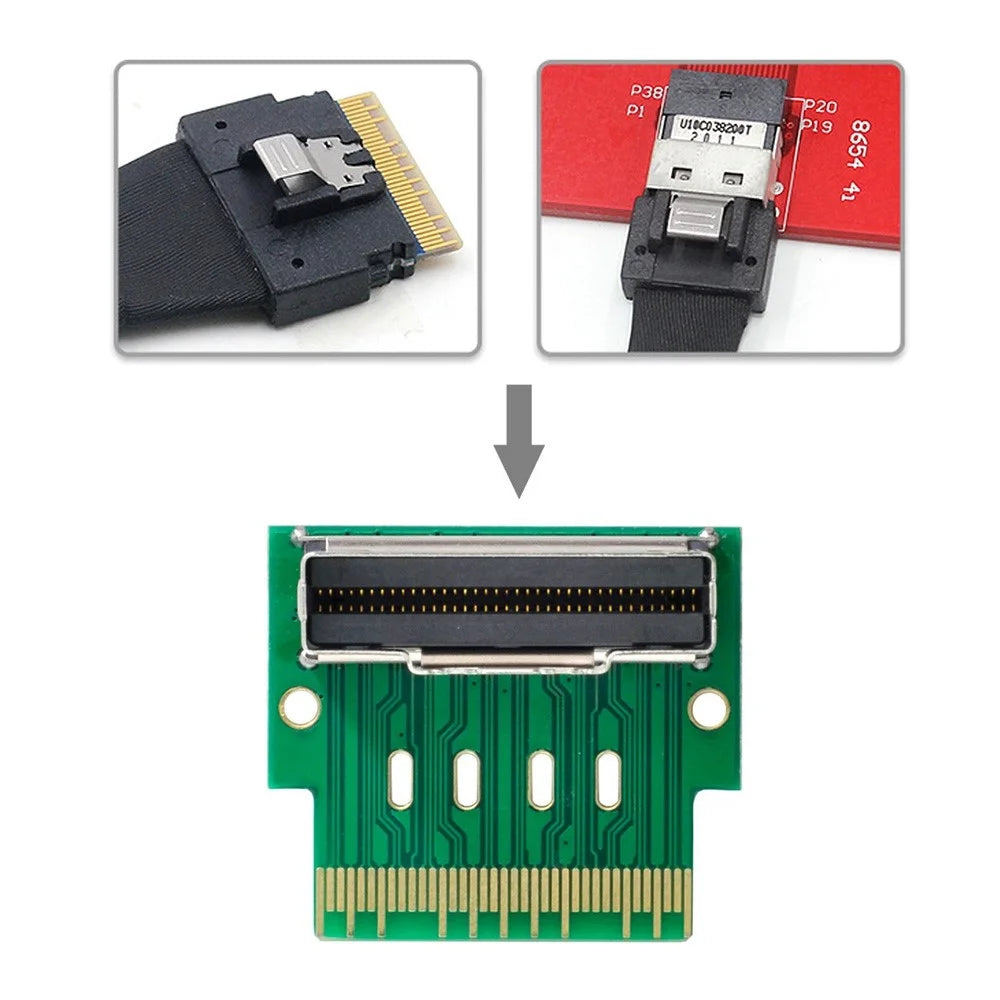 SF-007 PCI-E Slimline SAS 4.0 SFF-8654 8i 74pin to SFF-8654 74pin Male to Female Extender Adapter Angled Test Tool - 2