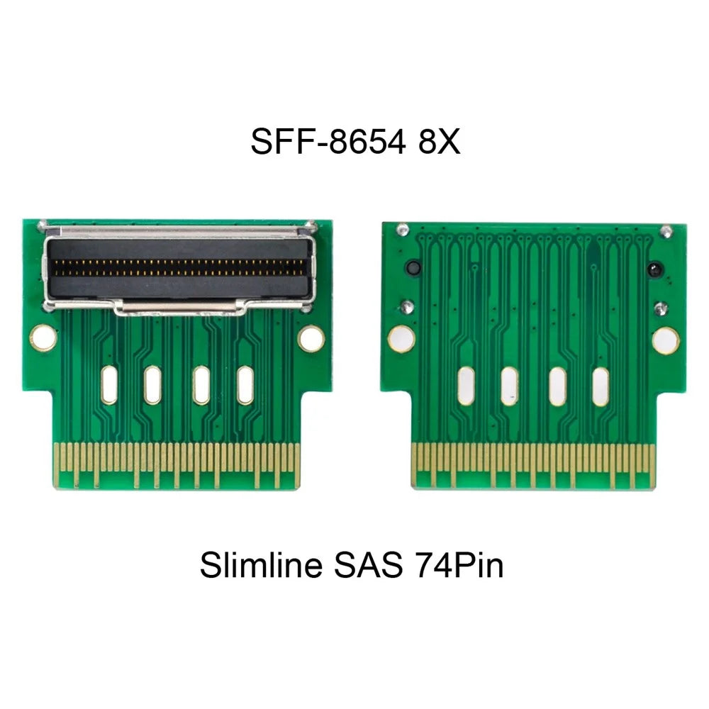 SF-007 PCI-E Slimline SAS 4.0 SFF-8654 8i 74pin to SFF-8654 74pin Male to Female Extender Adapter Angled Test Tool - 5