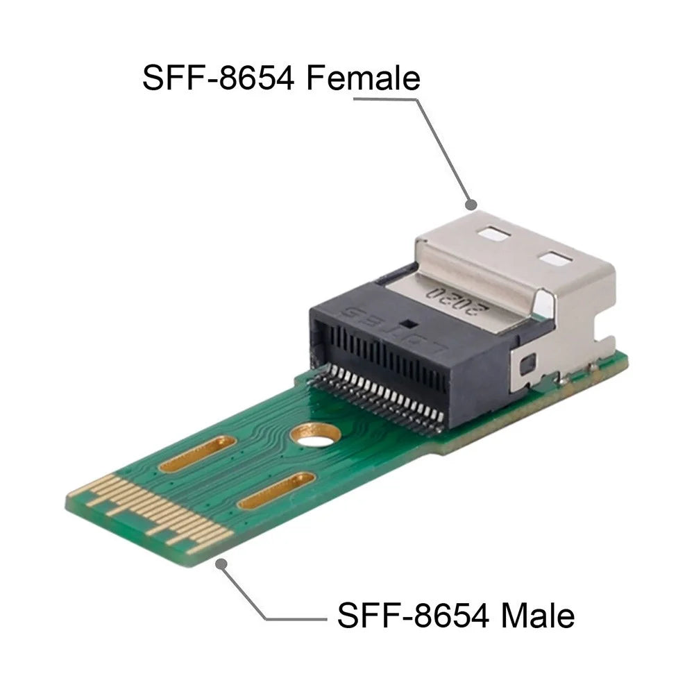 SF-003 PCI-E Slimline SAS 4.0 SFF-8654 4i 38Pin to SFF-8654 38Pin Male to Female Extender Adapter Test Tool - 2