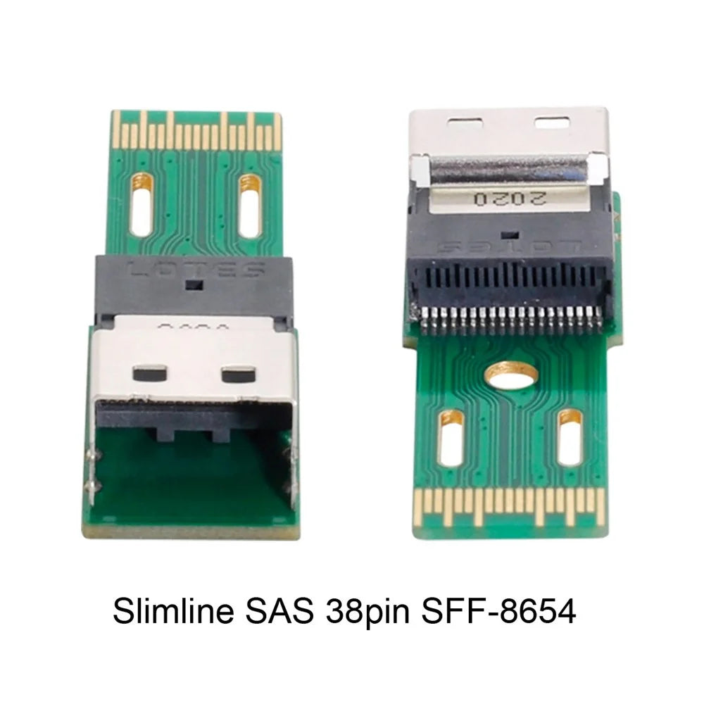 SF-003 PCI-E Slimline SAS 4.0 SFF-8654 4i 38Pin to SFF-8654 38Pin Male to Female Extender Adapter Test Tool - 3