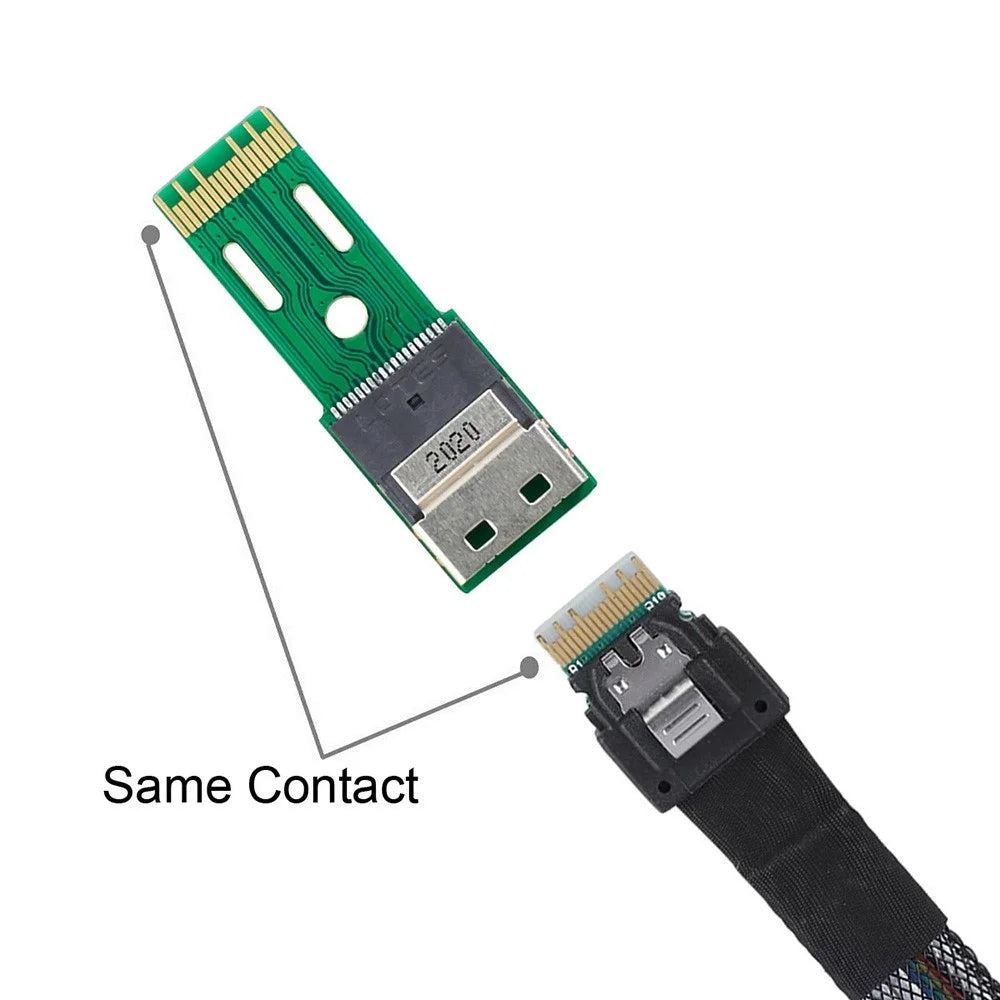 SF-003 PCI-E Slimline SAS 4.0 SFF-8654 4i 38Pin to SFF-8654 38Pin Male to Female Extender Adapter Test Tool - 5