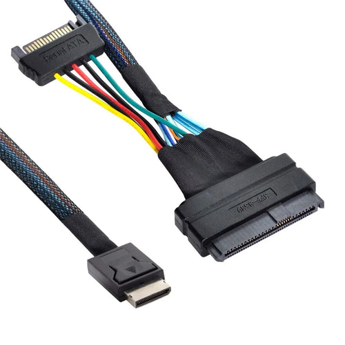 SF-017 50cm Oculink SFF-8611 to U.2 U.3 SFF-8639 NVME PCIe PCI-Express SSD Cable for Mainboard SSD - 1