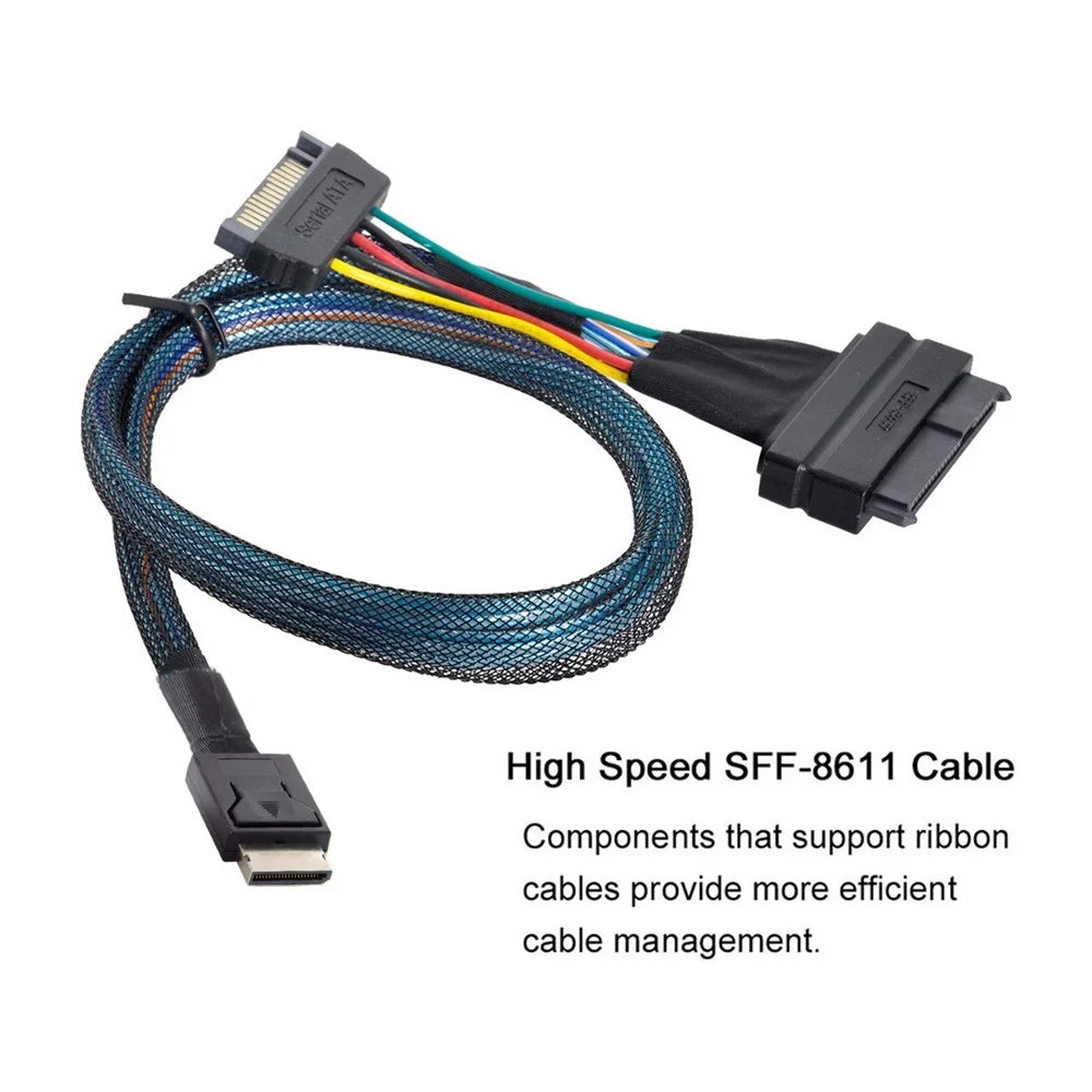 SF-017 50cm Oculink SFF-8611 to U.2 U.3 SFF-8639 NVME PCIe PCI-Express SSD Cable for Mainboard SSD - 2