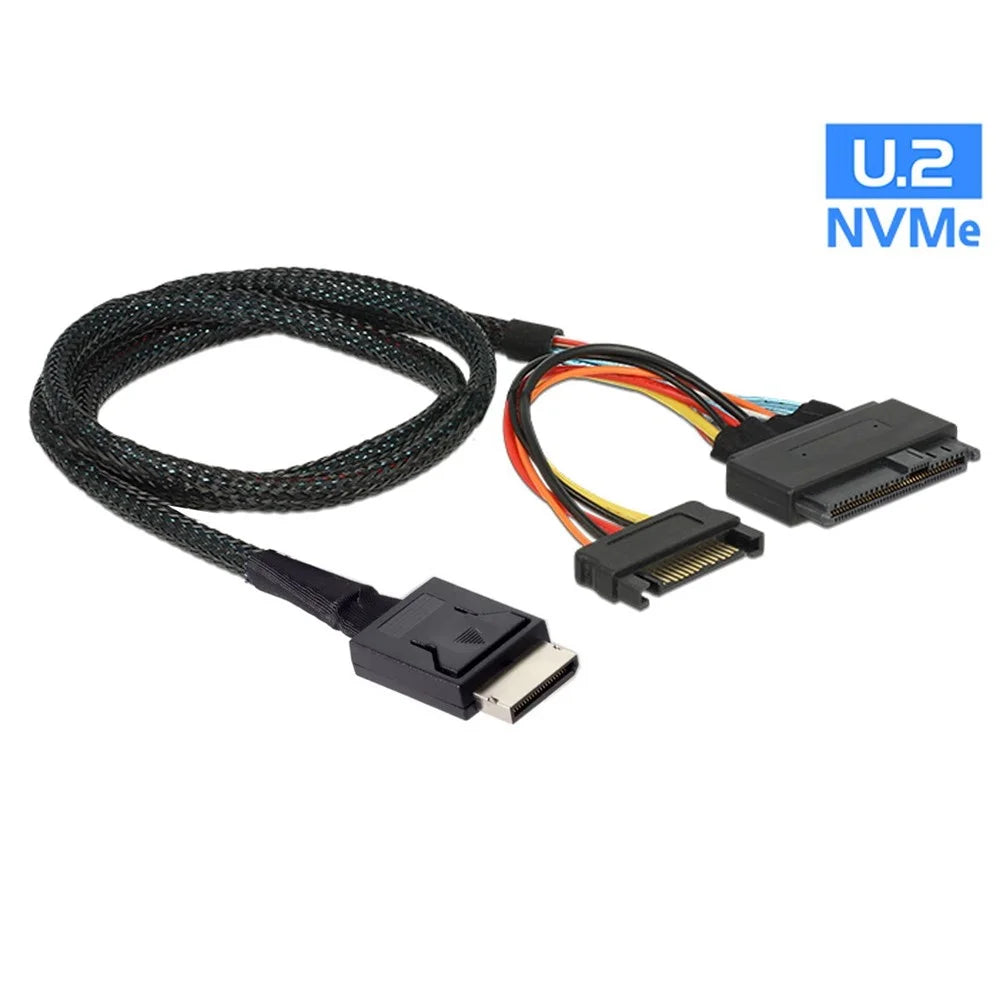 SF-017 50cm Oculink SFF-8611 to U.2 U.3 SFF-8639 NVME PCIe PCI-Express SSD Cable for Mainboard SSD - 7