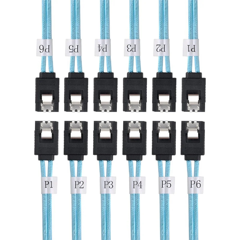 SF-018-0.5M Internal 6 SATA 7pin to 6 SATA 7pin Target SSD Hard Disk 6Gbps Data Server Raid Cable 0.5m - 1