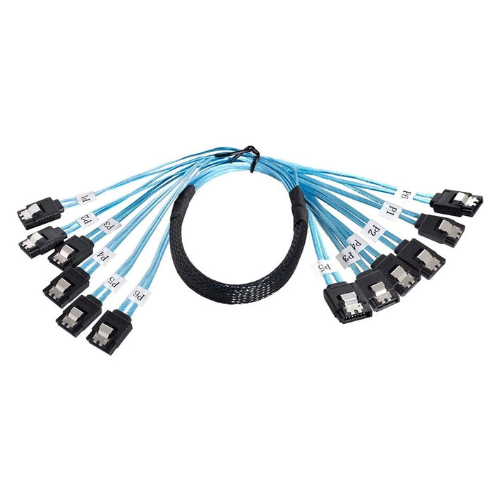 SF-018-0.5M Internal 6 SATA 7pin to 6 SATA 7pin Target SSD Hard Disk 6Gbps Data Server Raid Cable 0.5m - 2