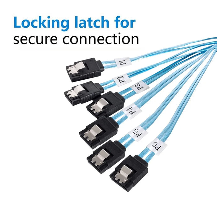 SF-018-0.5M Internal 6 SATA 7pin to 6 SATA 7pin Target SSD Hard Disk 6Gbps Data Server Raid Cable 0.5m - 5