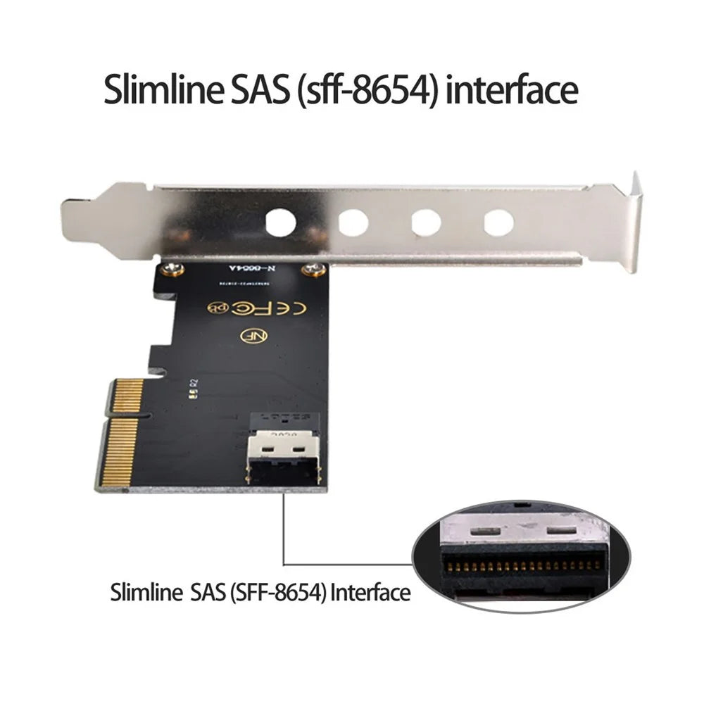SF-025 PCI-E 4X to U.2 U2 Kit SFF-8639 to SFF-8654 Slimline SAS NVME PCIe SSD Adapter for Mainboard - 2