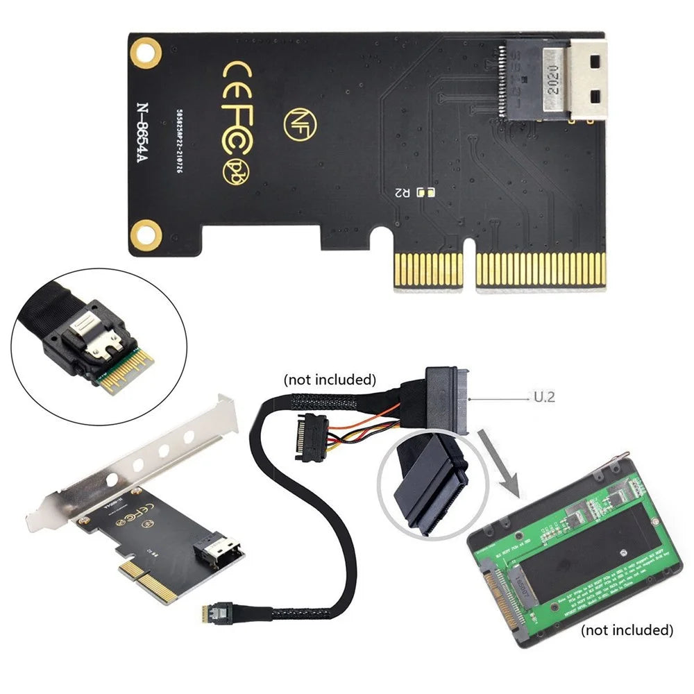 SF-025 PCI-E 4X to U.2 U2 Kit SFF-8639 to SFF-8654 Slimline SAS NVME PCIe SSD Adapter for Mainboard - 6