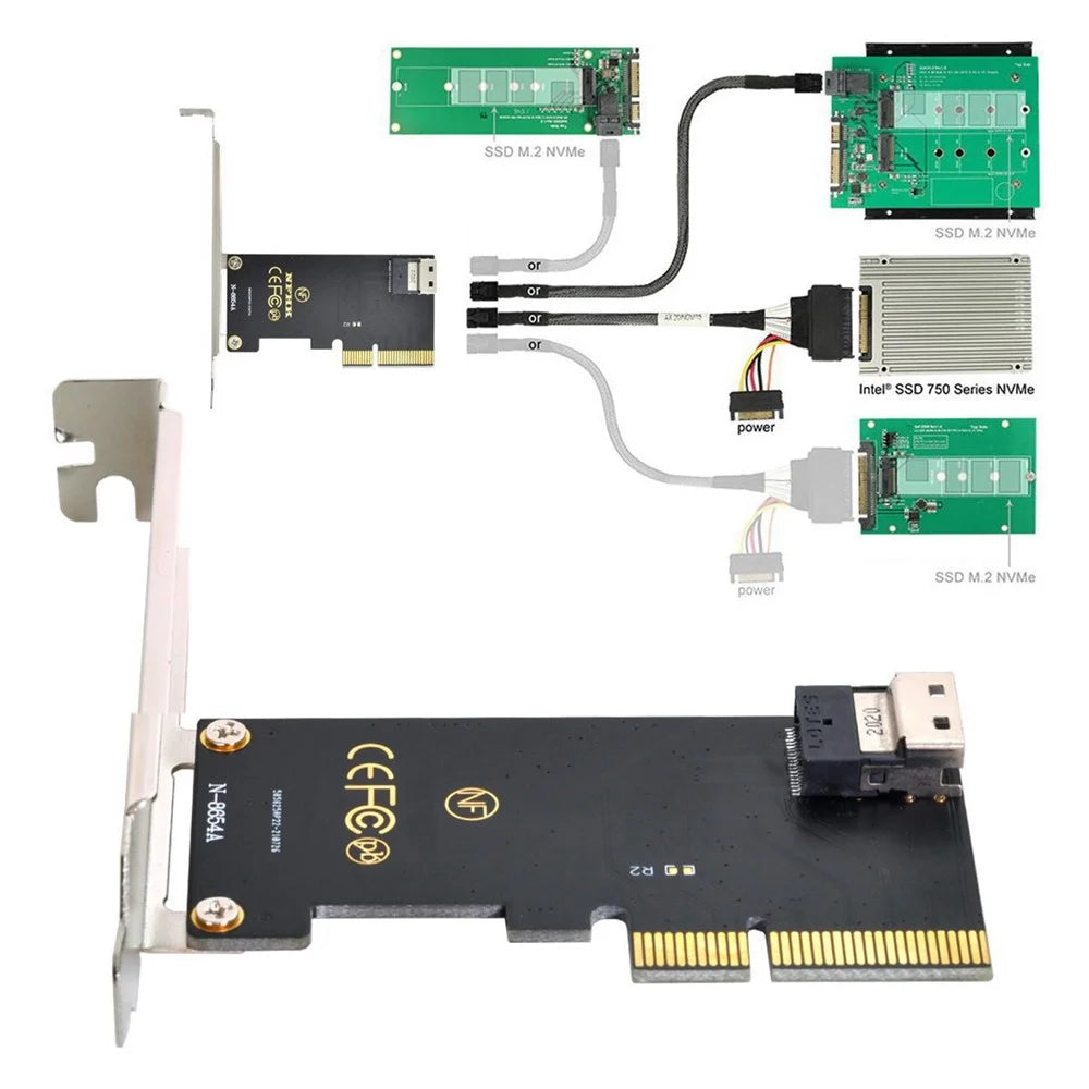 SF-025 PCI-E 4X to U.2 U2 Kit SFF-8639 to SFF-8654 Slimline SAS NVME PCIe SSD Adapter for Mainboard - 7