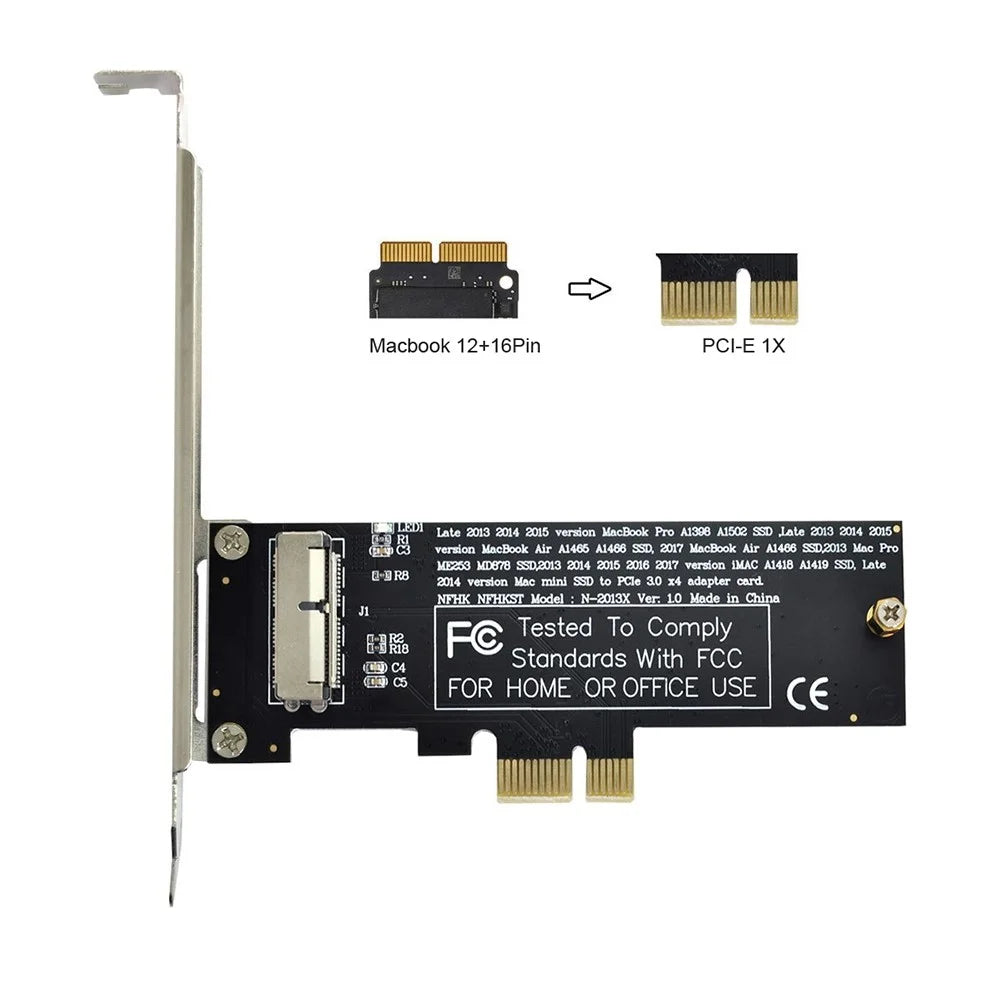 SA-143 PCI Express PCI-E 1X to 12+16Pin 2013-2017 Mac Pro Air SSD Convert Card for A1493 A1502 A1465 A1466 Adapter with Standard/Low Bracket - 2