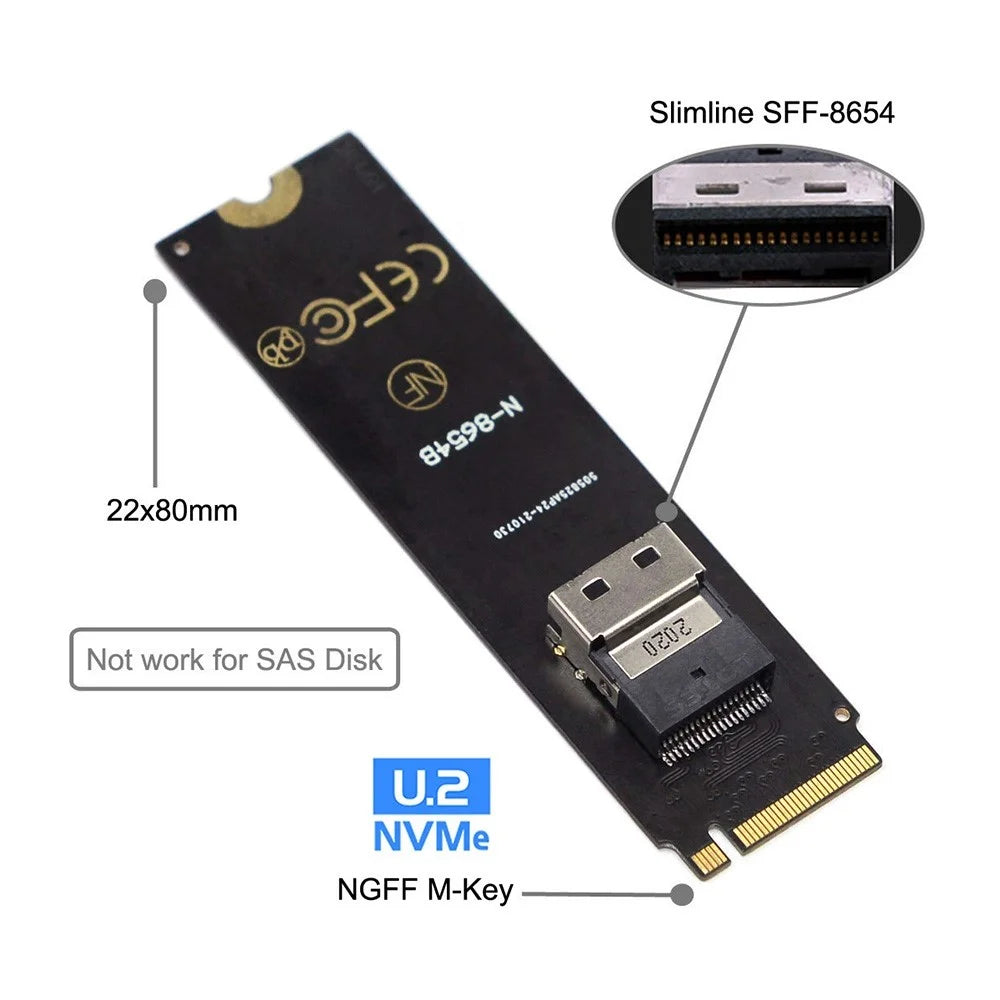 SF-013 NGFF M-Key NVME to U.2 U2 Kit SFF-8639 to SFF-8654 Slimline SAS PCIe SSD Adapter for Mainboard - 3