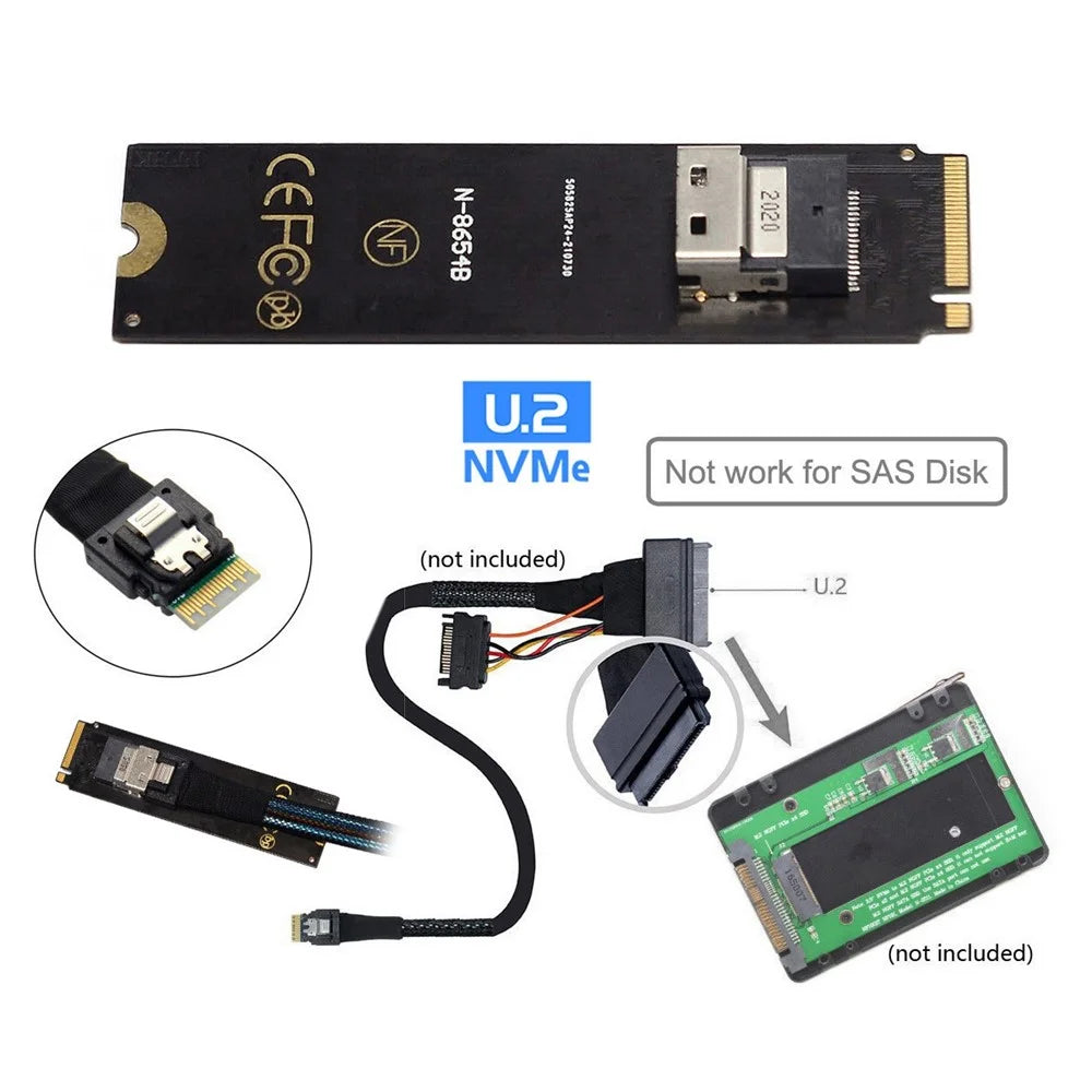 SF-013 NGFF M-Key NVME to U.2 U2 Kit SFF-8639 to SFF-8654 Slimline SAS PCIe SSD Adapter for Mainboard - 7