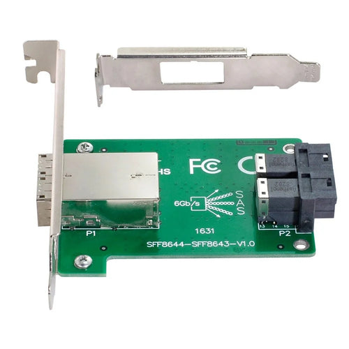 SF-021 Dual Ports Mini SAS HD SFF-8644 To Internal SAS HD SFF-8643 PCBA Female Adapter with Standard/Low Profile Bracket - 1