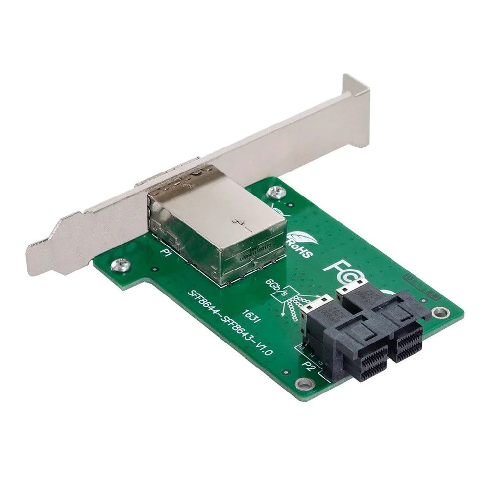 SF-021 Dual Ports Mini SAS HD SFF-8644 To Internal SAS HD SFF-8643 PCBA Female Adapter with Standard/Low Profile Bracket - 4