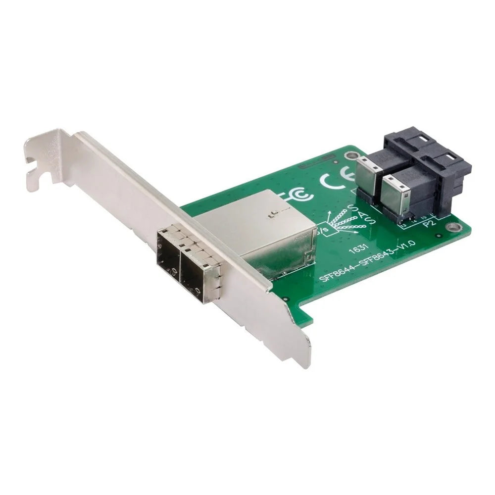 SF-021 Dual Ports Mini SAS HD SFF-8644 To Internal SAS HD SFF-8643 PCBA Female Adapter with Standard/Low Profile Bracket - 5