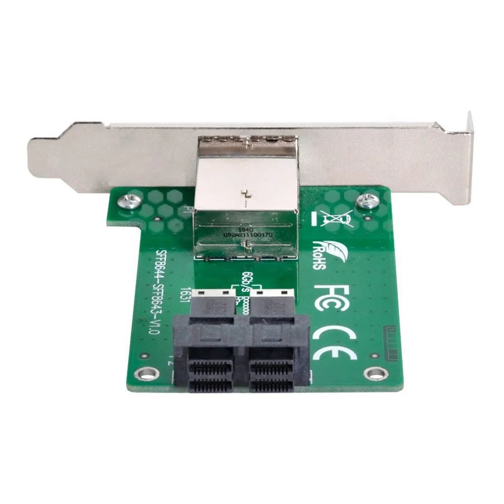 SF-021 Dual Ports Mini SAS HD SFF-8644 To Internal SAS HD SFF-8643 PCBA Female Adapter with Standard/Low Profile Bracket - 7