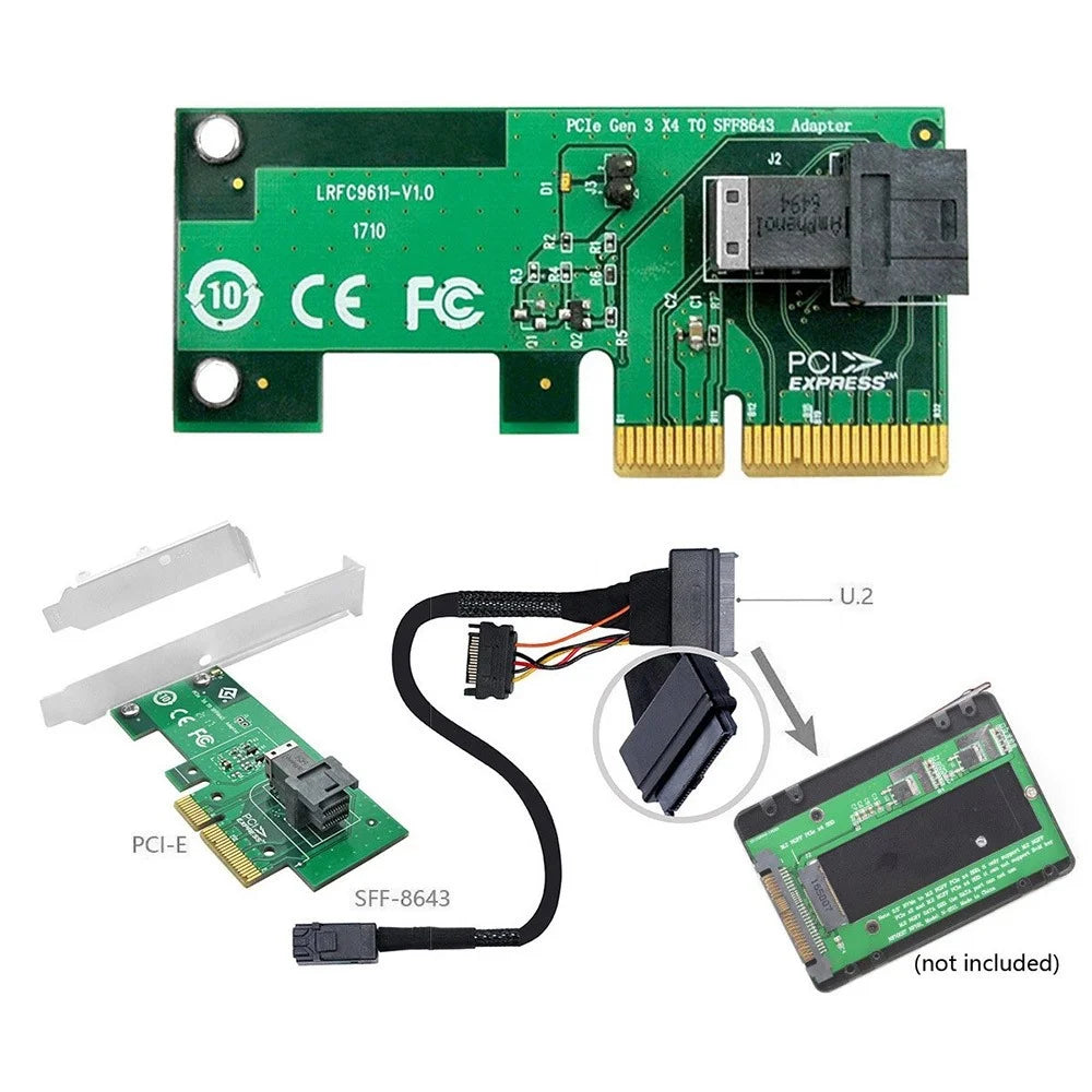 SF-024+SF-093 PCI-E 3.0 4.0 to SFF-8643 Card Adapter and U.2 U2 SFF-8639 NVME PCIe SSD Cable for Mainboard SSD - 3