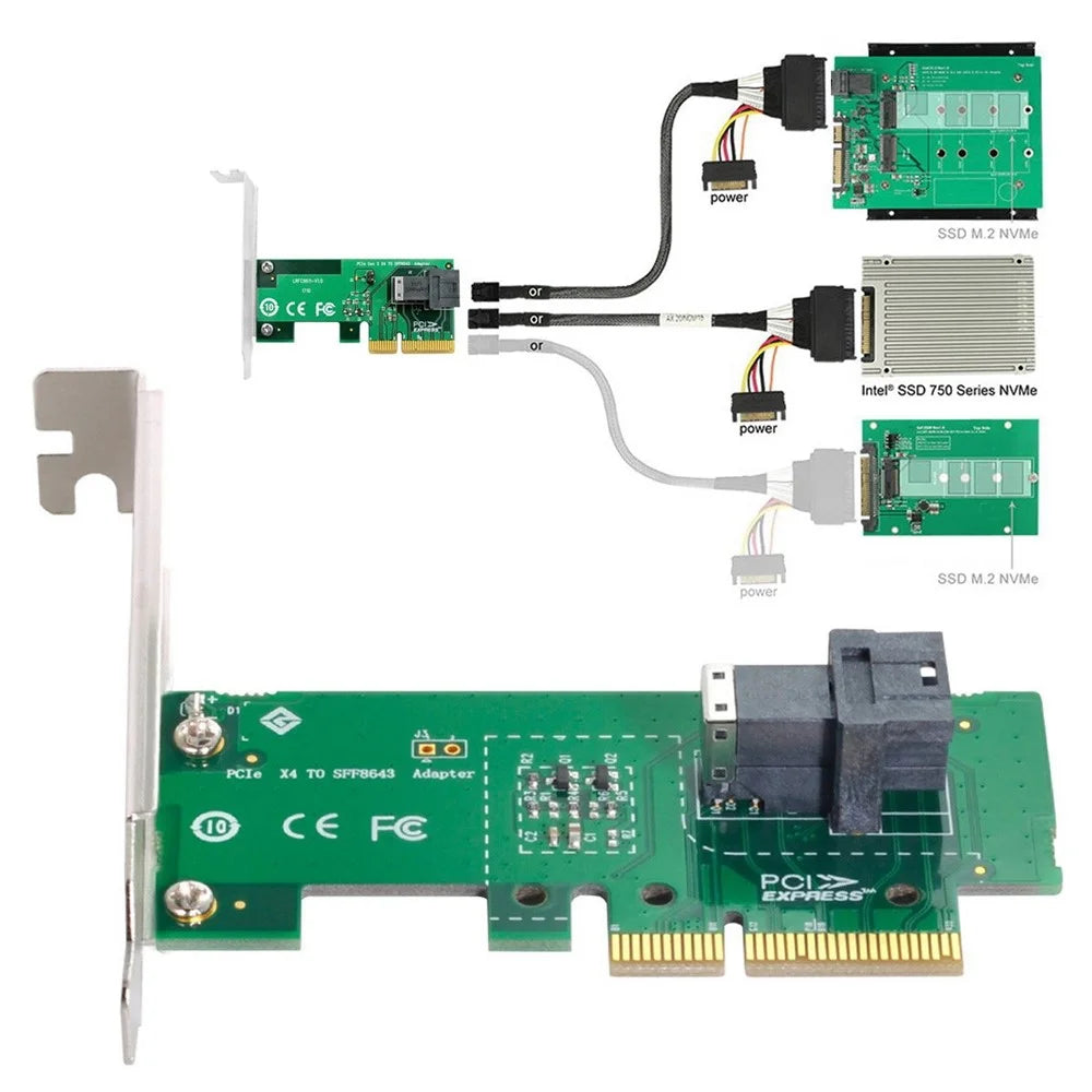 SF-024+SF-093 PCI-E 3.0 4.0 to SFF-8643 Card Adapter and U.2 U2 SFF-8639 NVME PCIe SSD Cable for Mainboard SSD - 4