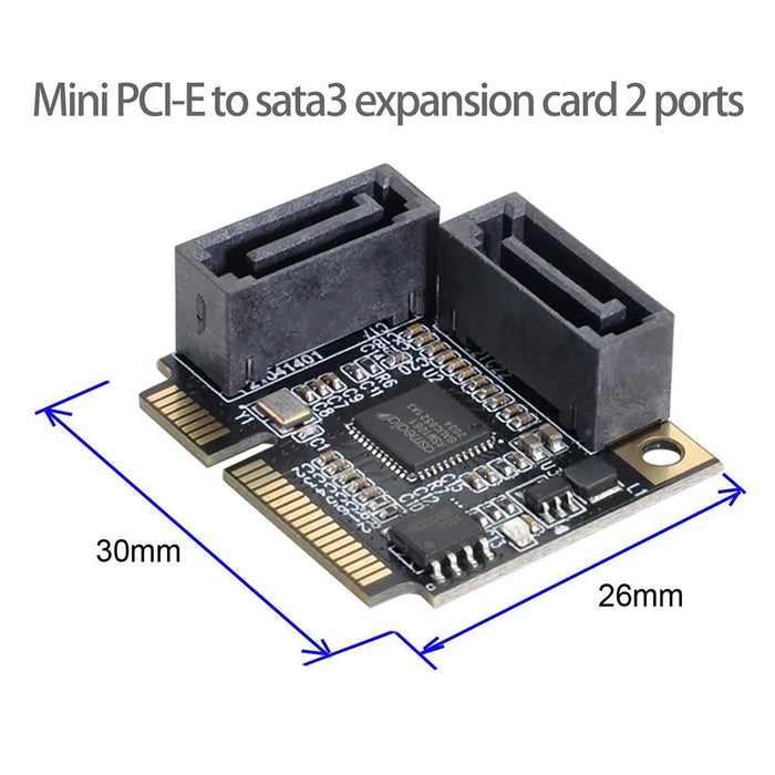 SA-033 Mini PCI-E PCI Express to SATA 3.0 Dual Ports Adapter Converter Hard Drive Extension Card - 3