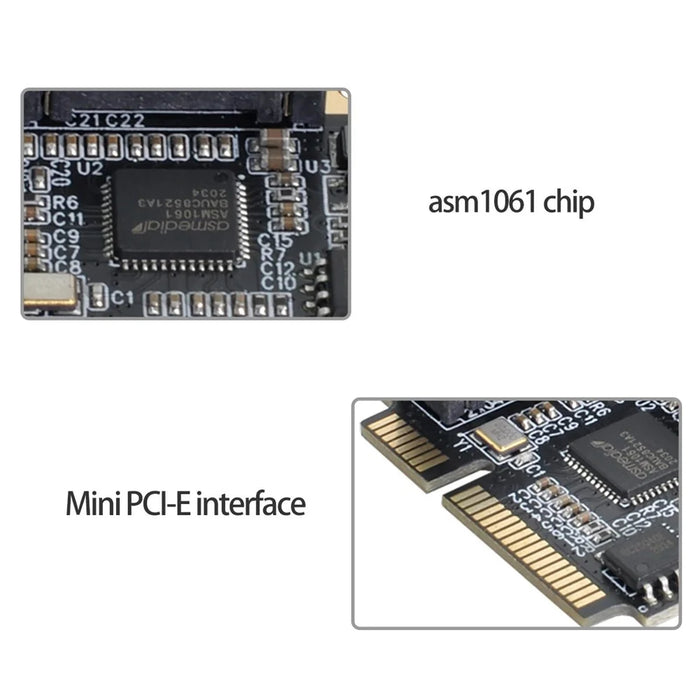 SA-033 Mini PCI-E PCI Express to SATA 3.0 Dual Ports Adapter Converter Hard Drive Extension Card - 5