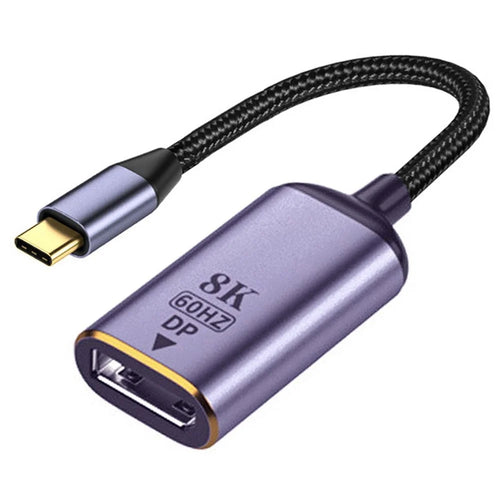 UC-006-D8K USB-C to DP Cord Type-C to Displayport DP Female Cable Adapter Support 8K/60Hz UHD 4K Monitor Displays Nylon Braided Cable Converter - 1