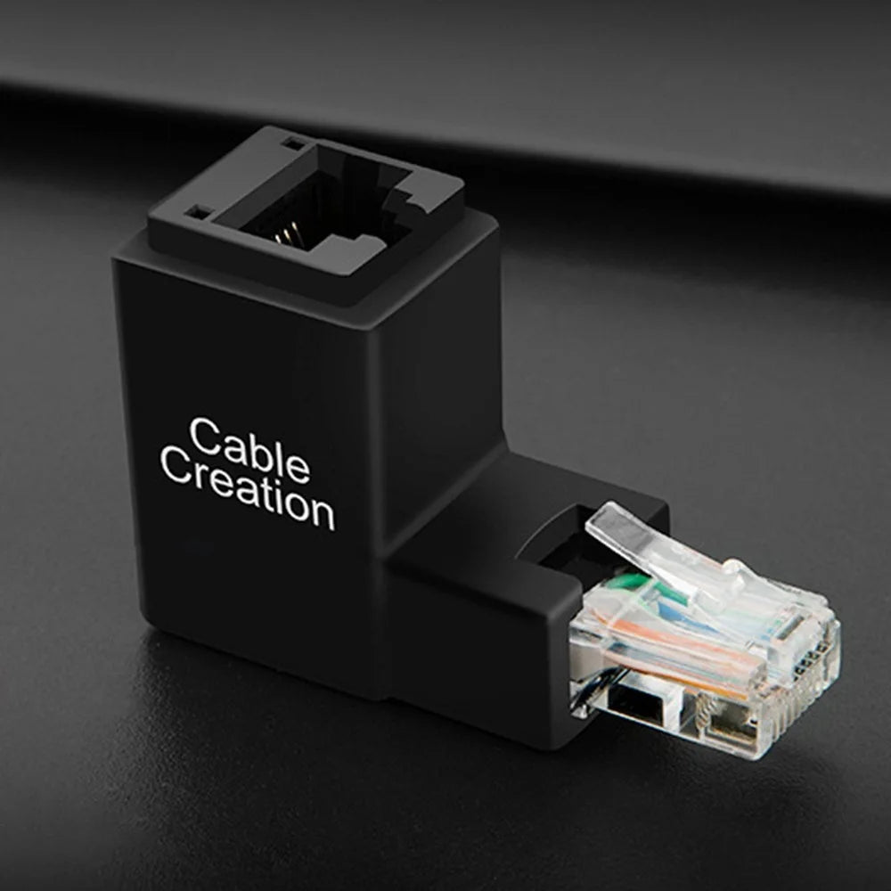 CABLECREATION CL0101 90 Degrees RJ45 Adapter Male to Female Right Angle Ethernet Socket Network Cable Connector - 3