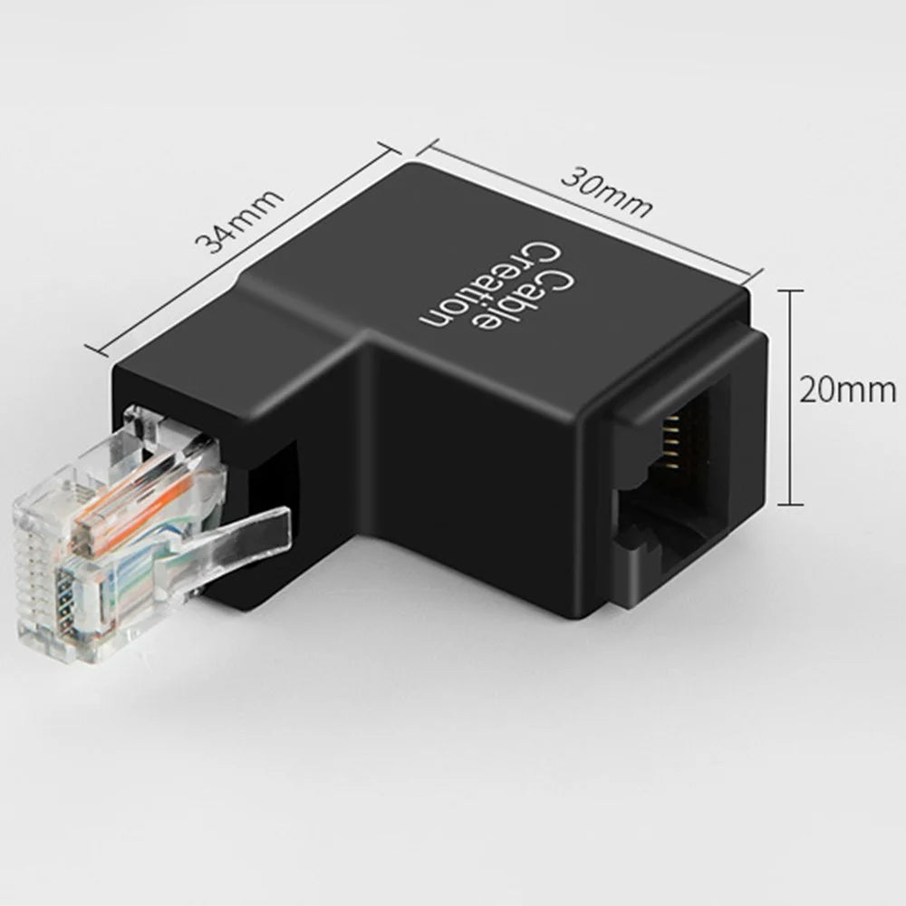 CABLECREATION CL0101 90 Degrees RJ45 Adapter Male to Female Right Angle Ethernet Socket Network Cable Connector - 6