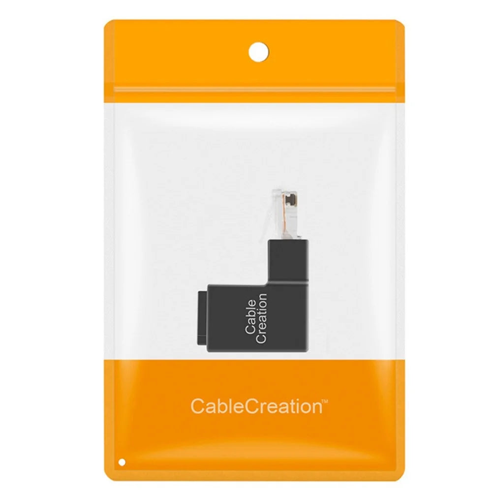 CABLECREATION CL0101 90 Degrees RJ45 Adapter Male to Female Right Angle Ethernet Socket Network Cable Connector - 7