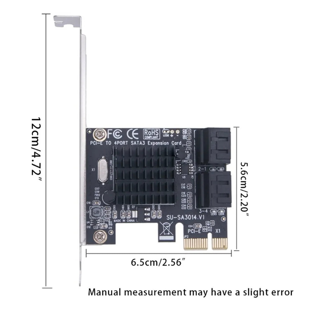 SATA PCIe Card Adapter 4 Ports SATA III to PCI Express 3.0 X1 Controller Expansion Card for HDD - 6