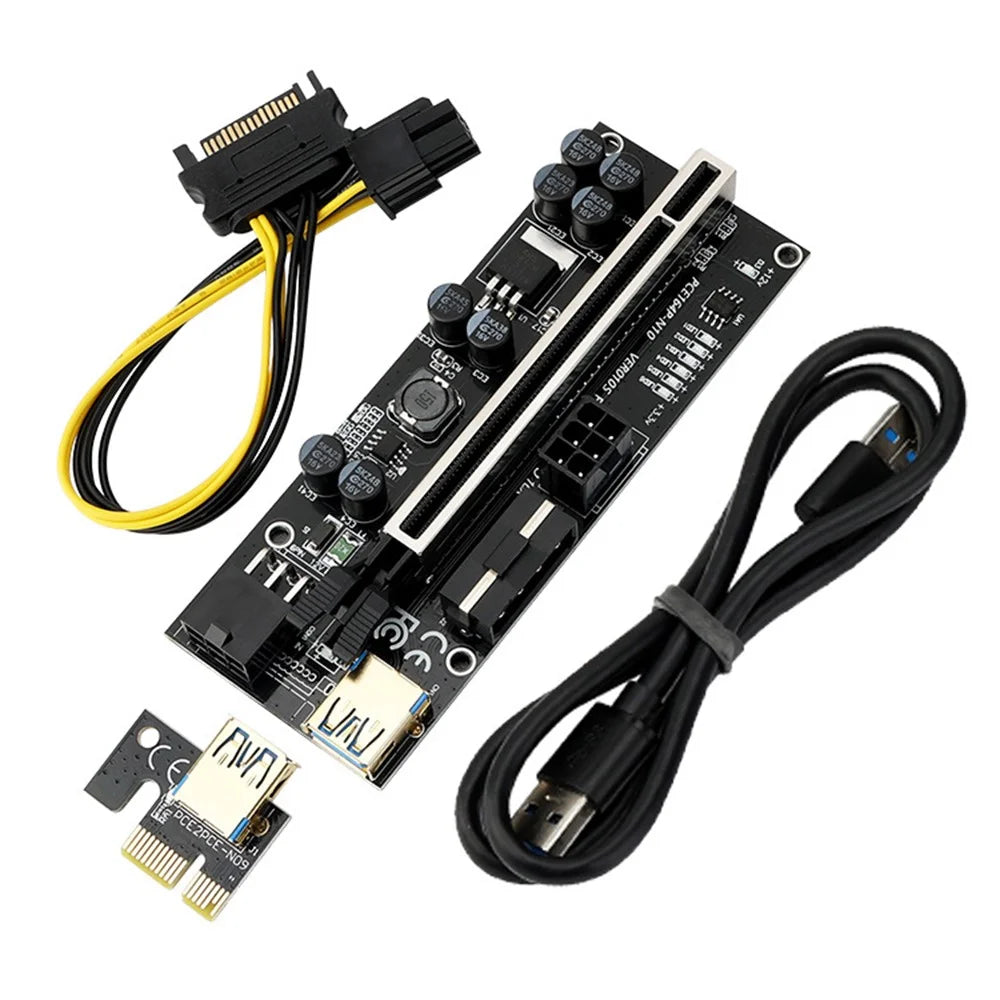 VER 010s Plus PCI-E X1 to PCIE X16 Adapter Board Extension Cable with 6pin Interface (Marquee Version) - 1
