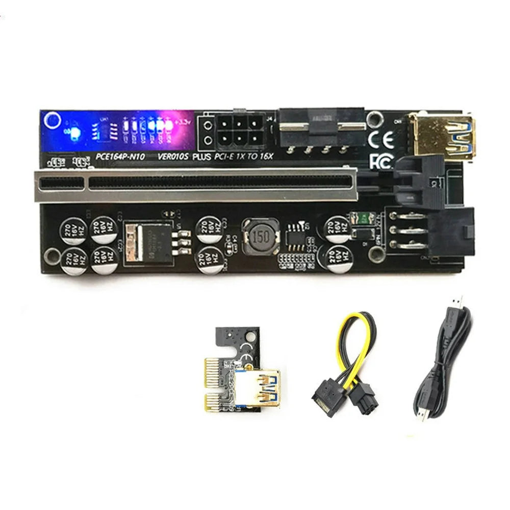 VER 010s Plus PCI-E X1 to PCIE X16 Adapter Board Extension Cable with 6pin Interface (Marquee Version) - 2
