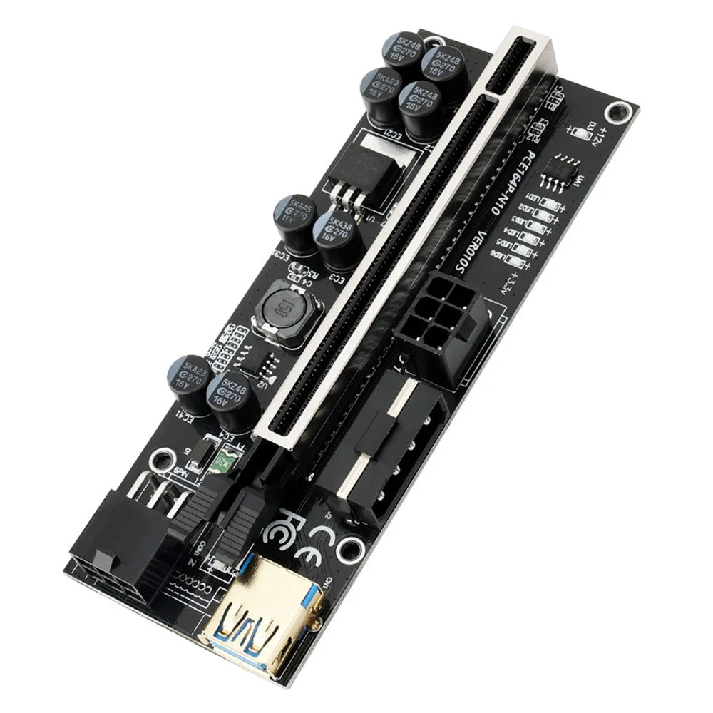 VER 010s Plus PCI-E X1 to PCIE X16 Adapter Board Extension Cable with 6pin Interface (Marquee Version) - 3