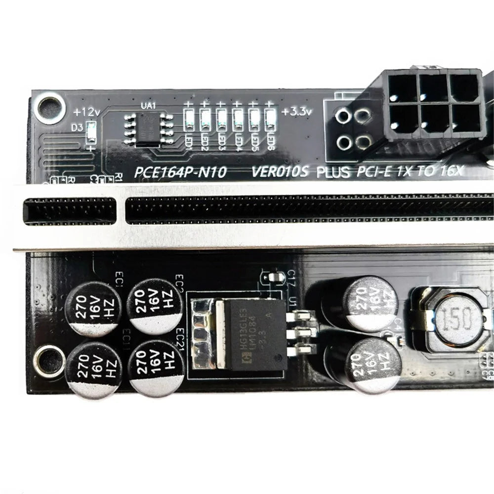 VER 010s Plus PCI-E X1 to PCIE X16 Adapter Board Extension Cable with 6pin Interface (Marquee Version) - 5