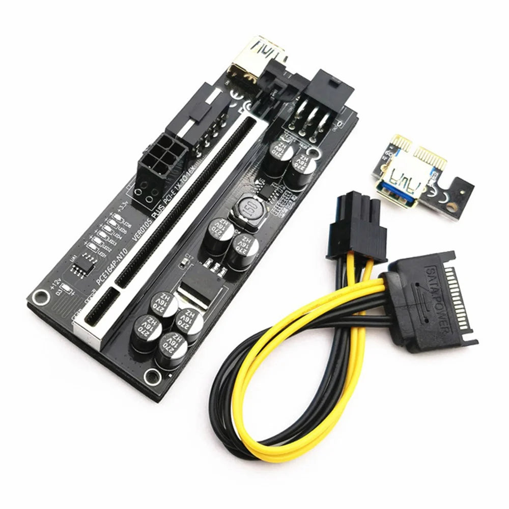 VER 010s Plus PCI-E X1 to PCIE X16 Adapter Board Extension Cable with 6pin Interface (Marquee Version) - 6