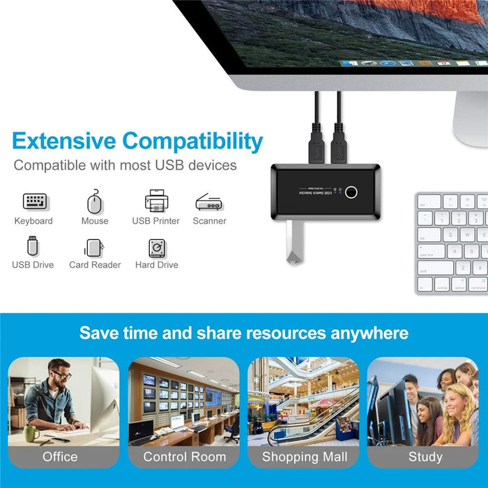 USB 3.0 Switcher Selector 2 Computers Sharing 4 USB Devices Suitable for Mouse Keyboard Printer USB Flash Drive Compatible with Mac OS / Windows / Linux - 4