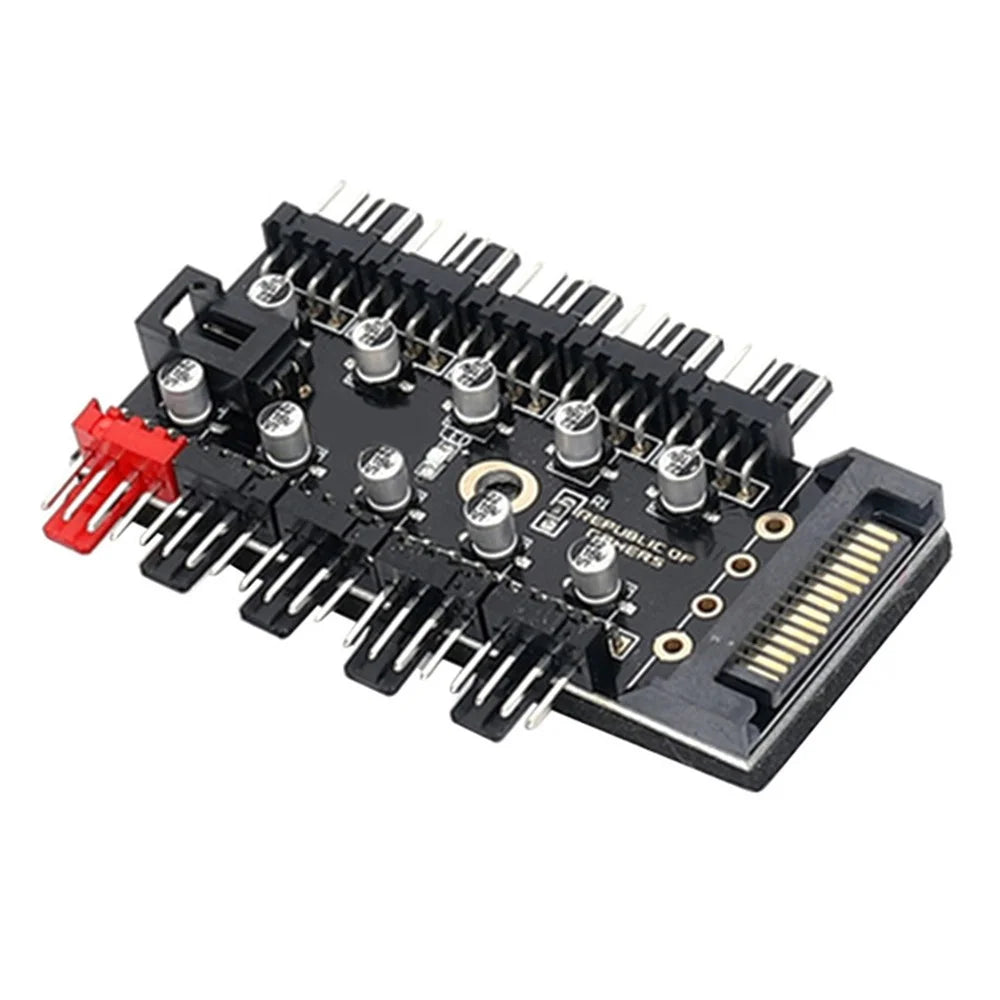 PC 1 to 10 4Pin PWM Cooling Fans HUB SATA Power / Large 4D Port Cooler Splitter Extension Adapter - SATA Powered - 1