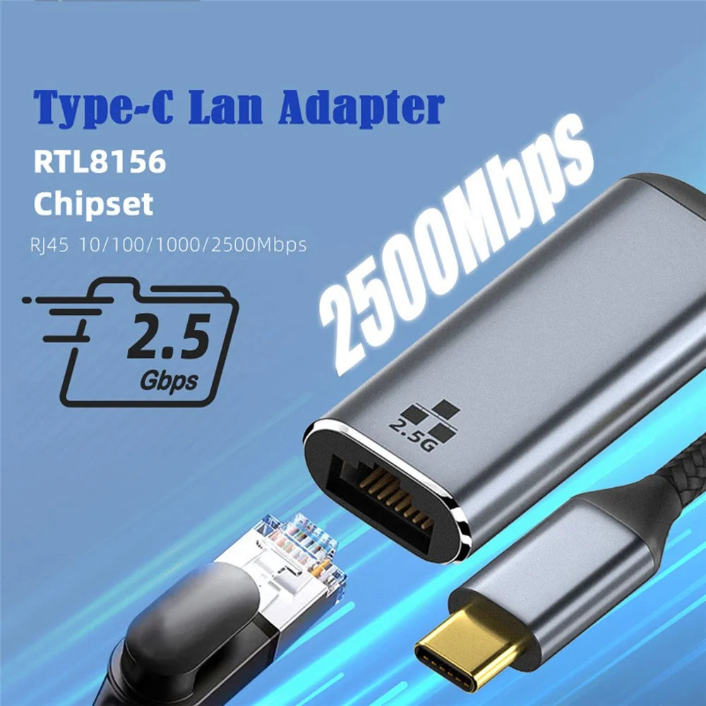 UC-006-GBE USB-C Type-C USB3.1 to 2500Mbps 2.5Gbps GBE Gigabit Ethernet Network LAN Cable Adapter for Laptop - 3