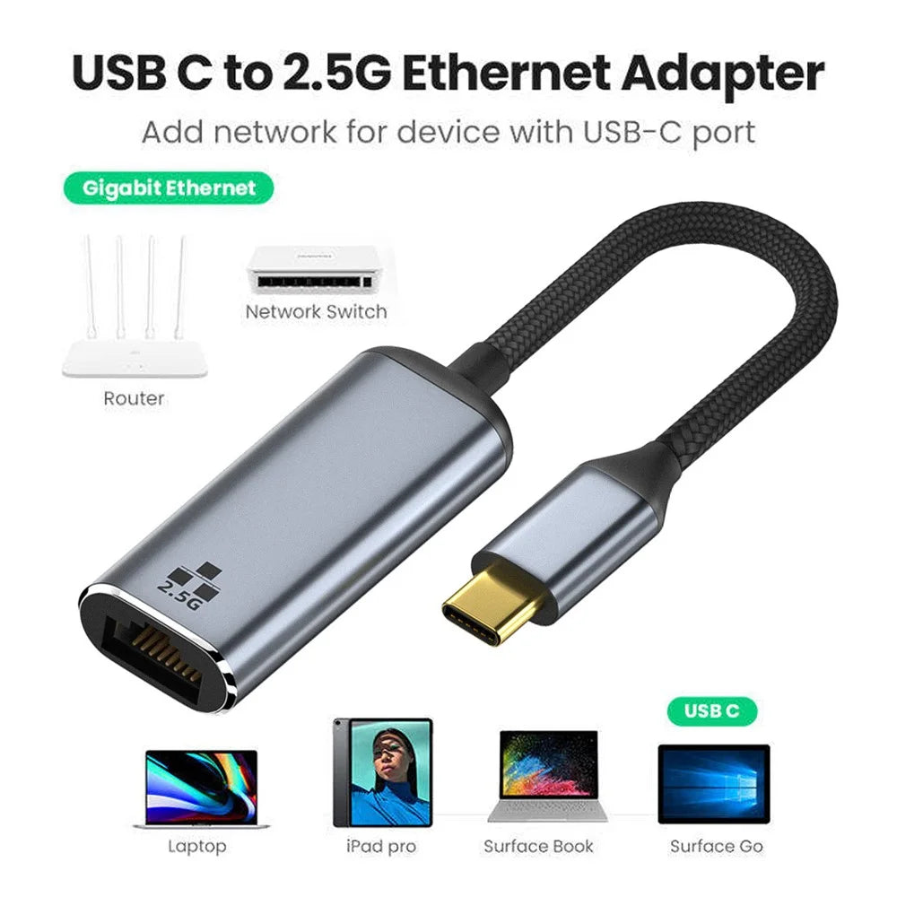 UC-006-GBE USB-C Type-C USB3.1 to 2500Mbps 2.5Gbps GBE Gigabit Ethernet Network LAN Cable Adapter for Laptop - 5