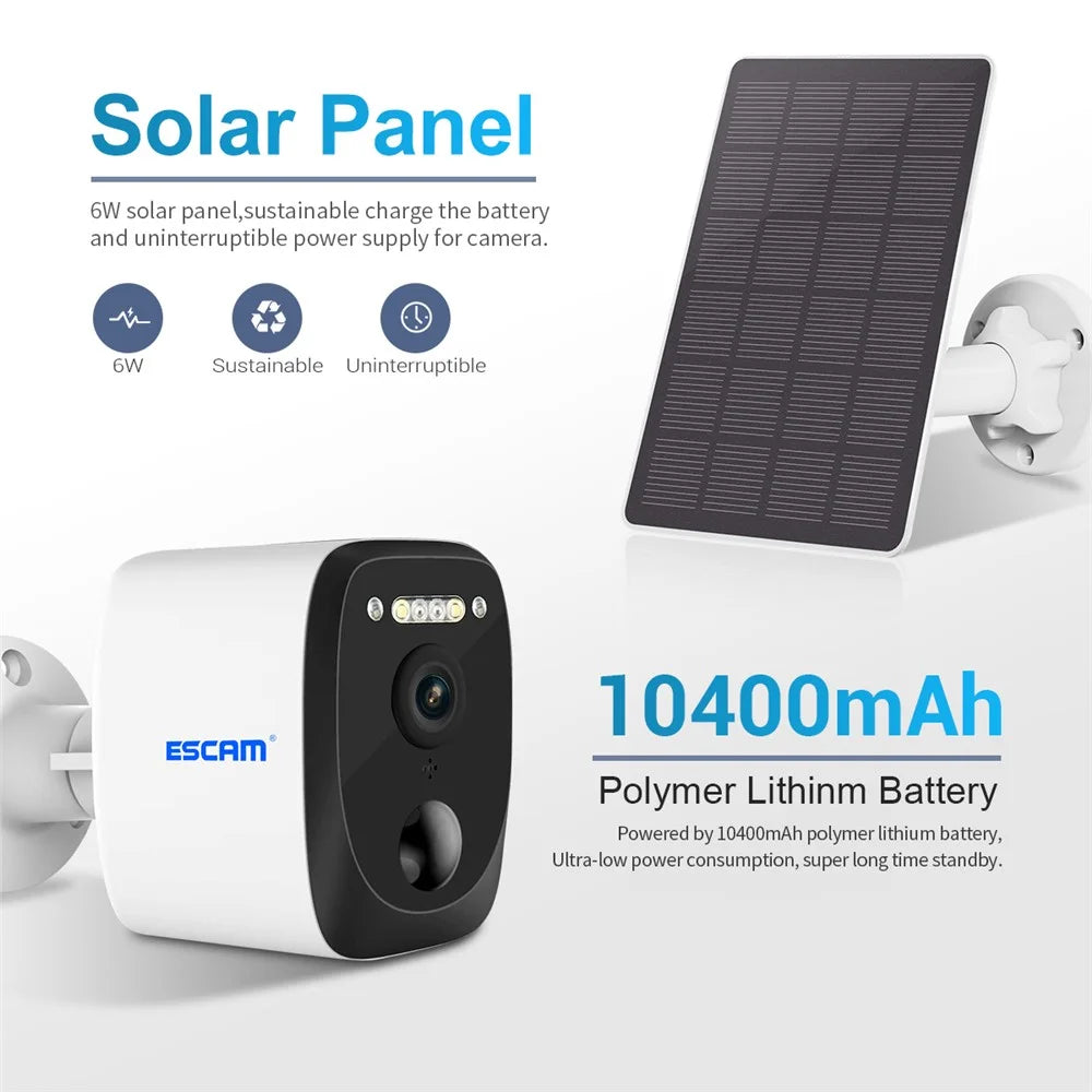 ESCAM QF370 3MP WiFi Cloud Storage Camera PIR Alarm Night Vision Two-way Audio Home Shop Security IP Camera with Solar Panel - 7