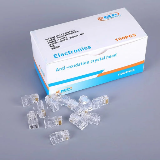 BAJEAL 100PCS RJ45 8P8C Cat6 Ends Cat 6 Crystal Connectors Heads Ethernet Cable Crimp Unshielded Pure Copper Gold-Plated Network Plugs - 2