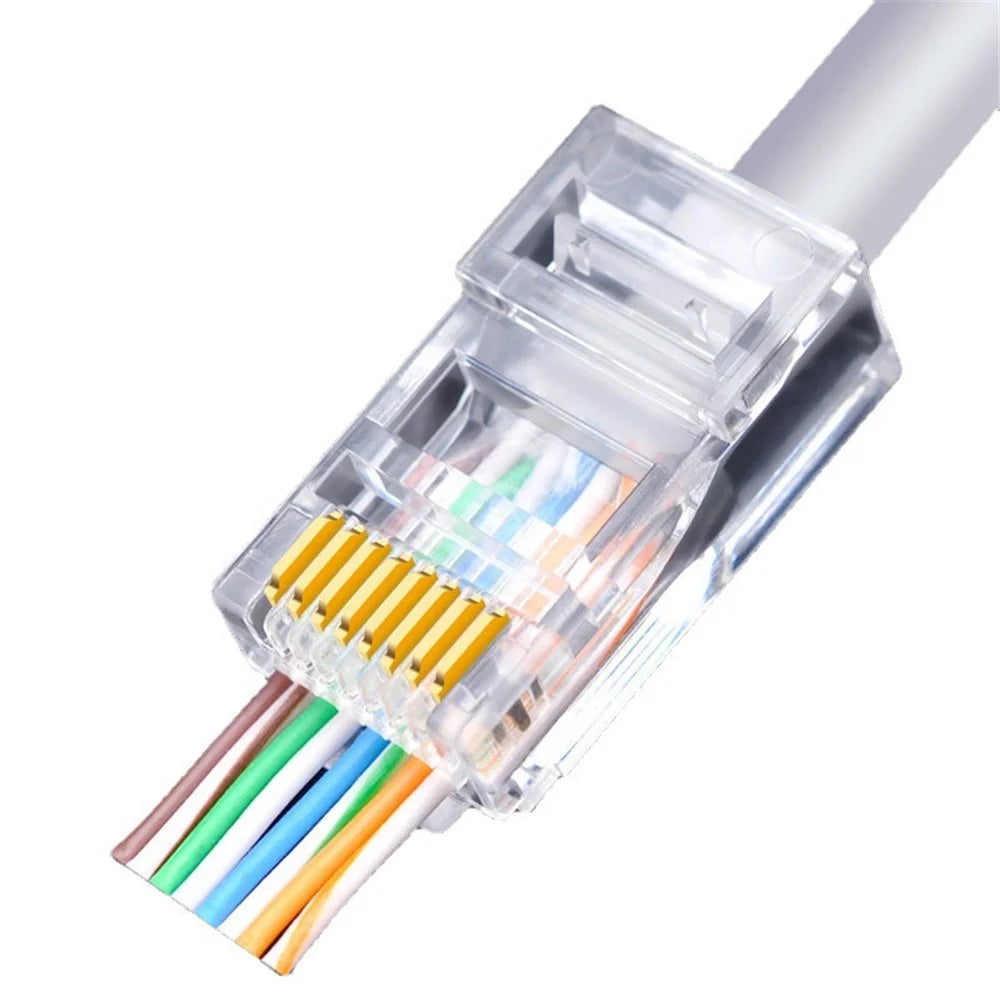 AICHAO 100PCS RJ45 Ethernet Cable 8P8C Cat5 Ends Crystal Connectors Heads Crimp Unshielded Cat 5 Network Line End Clips Plugs - 2