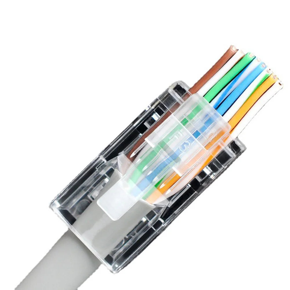 AICHAO 100PCS RJ45 Ethernet Cable 8P8C Cat5 Ends Crystal Connectors Heads Crimp Unshielded Cat 5 Network Line End Clips Plugs - 3