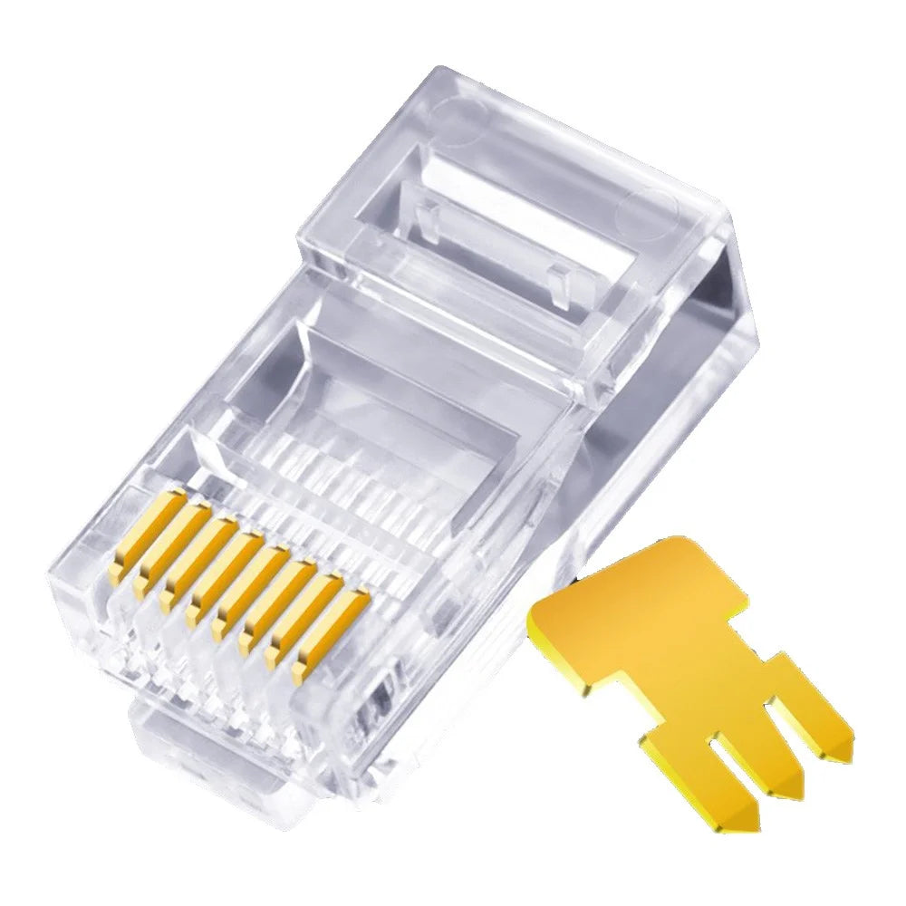 AICHAO 100PCS RJ45 Ethernet Cable 8P8C Cat5 Ends Crystal Connectors Heads Crimp Unshielded Cat 5 Network Line End Clips Plugs - 4
