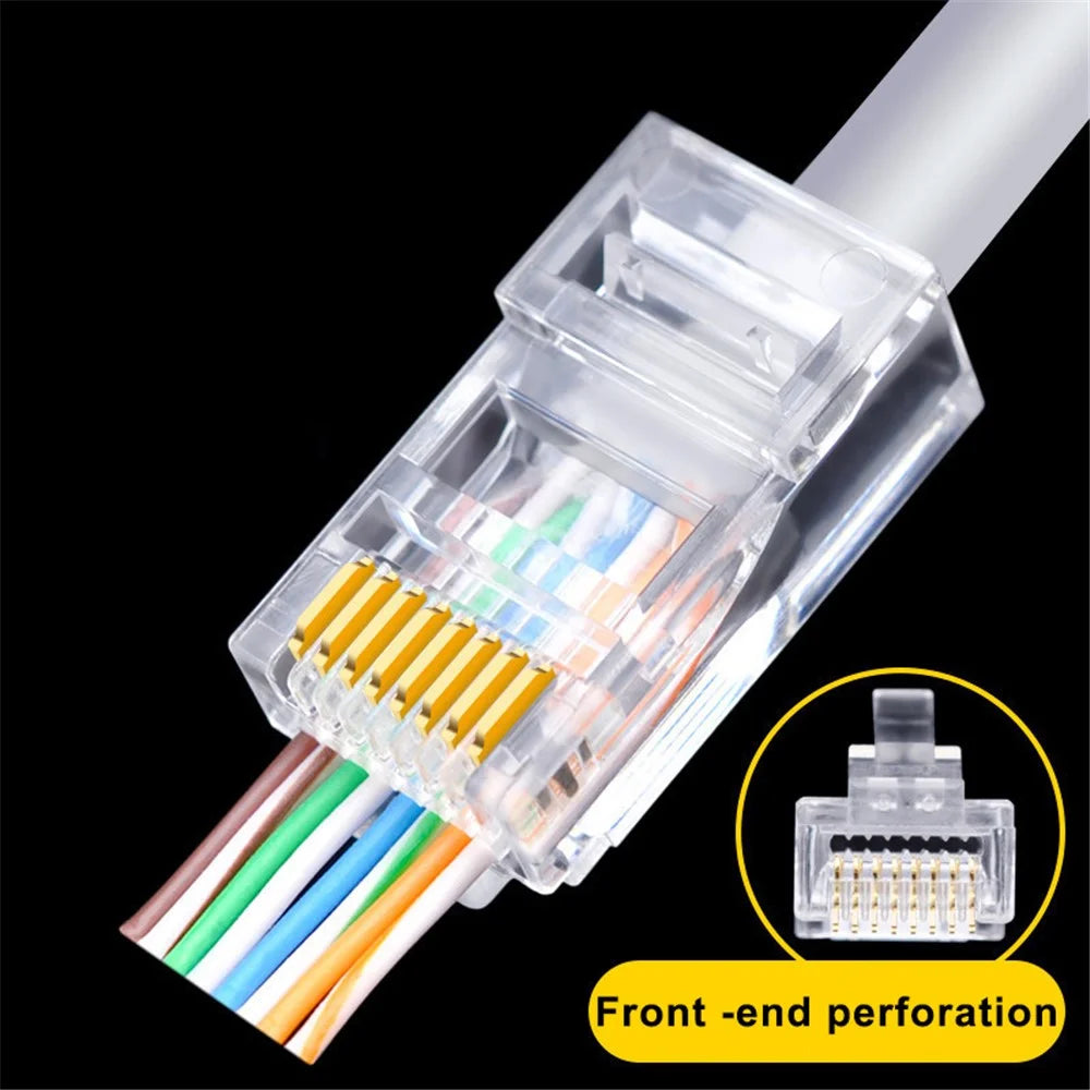 AICHAO 100PCS RJ45 Ethernet Cable 8P8C Cat5 Ends Crystal Connectors Heads Crimp Unshielded Cat 5 Network Line End Clips Plugs - 5