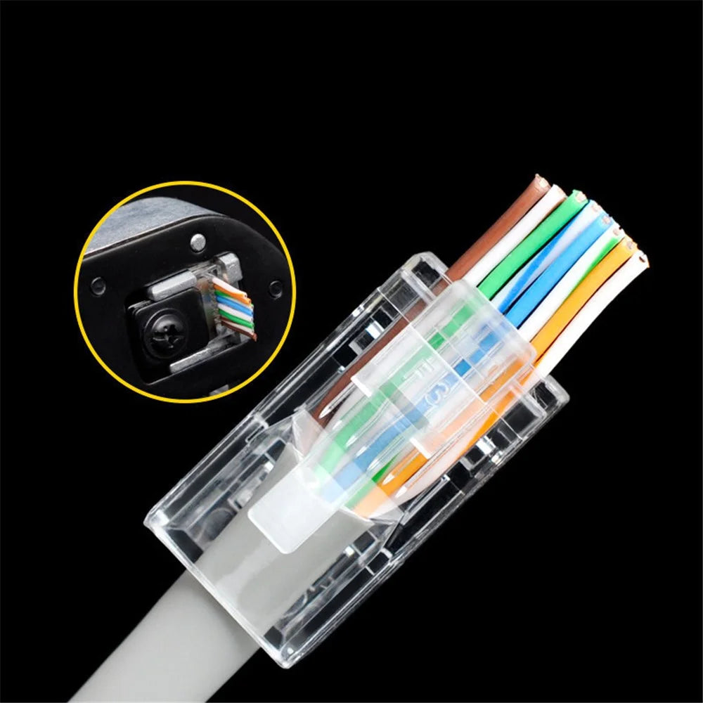 AICHAO 100PCS RJ45 Ethernet Cable 8P8C Cat5 Ends Crystal Connectors Heads Crimp Unshielded Cat 5 Network Line End Clips Plugs - 7