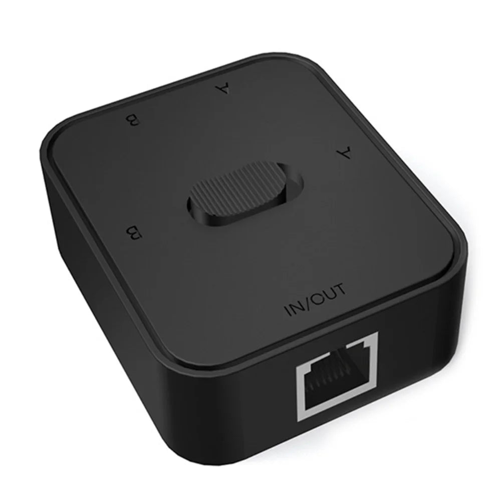 2-Port RJ45 Network Switcher Gigabit Network Splitter Power-Free Internal / External Network Switch Adapter - Black - 1